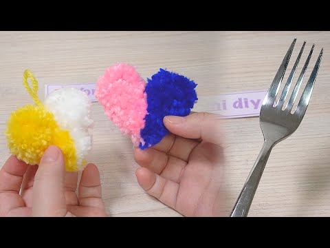 Super Easy Pom Pom Heart Making Idea with Fork - Amazing Pom Pom Heart Craft |How to Make Yarn Heart