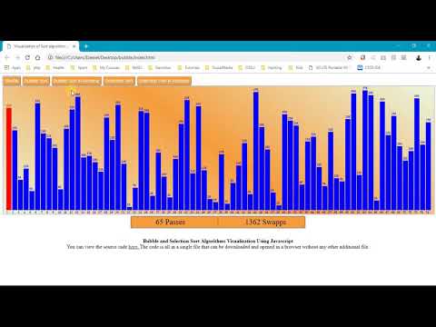 Bubble And Selection Sort Algorithm Visualization Using Javascript And Html Canvas