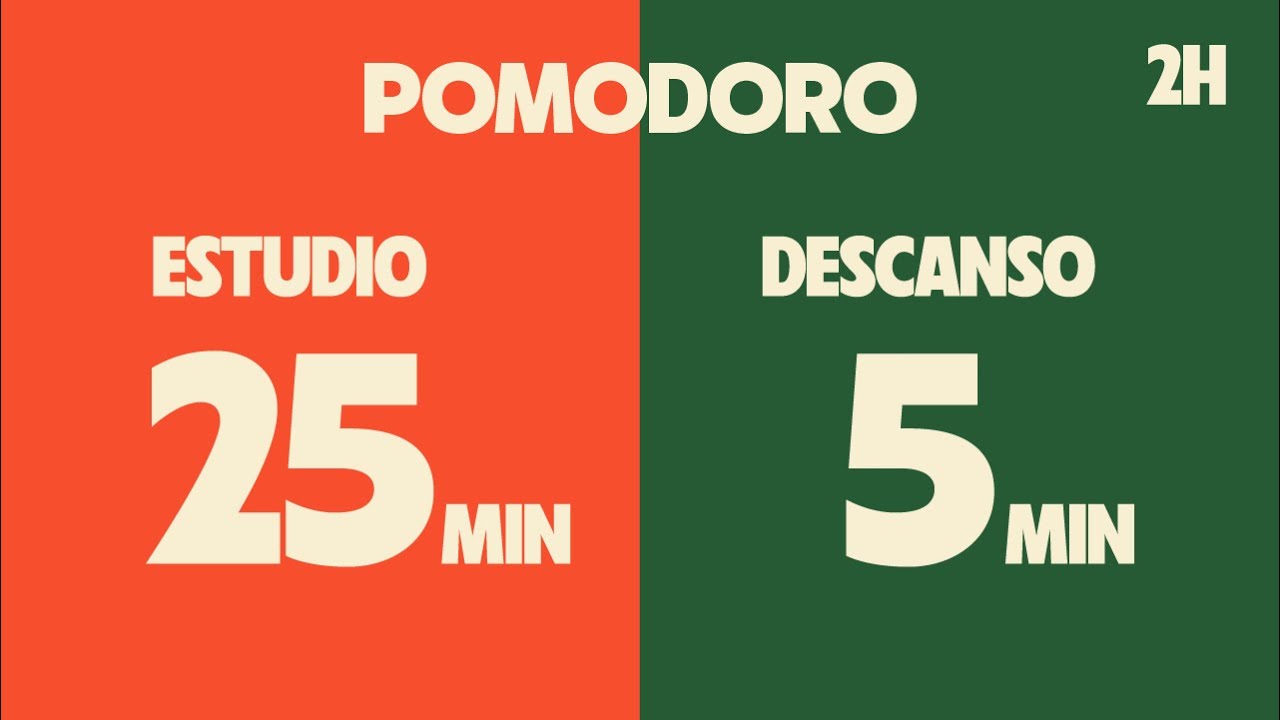 25 / 5 temporizador pomodoro - 2 horas de estudio con mensajes motivadores