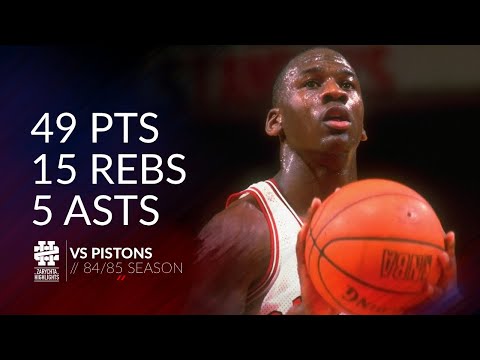 Michael Jordan 49 pts 15 rebs 5 asts vs Pistons 84/85 season