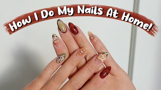 How I've Been Doing My Nails At Home! (As A Beginner) | Gel-x Autumn Nails | Julia Adams