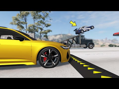 Cars vs Spike Strip & Ramp Truck - BeamNG.Drive