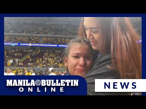 NU captain Pangilinan and Jaja Santiago share a moment after Lady Bulldogs bagged the championship