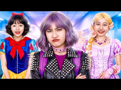 First Day Of Rock Girl In Disney Princess School! Rock Girl Vs Soft Girl | Baby Doll Indonesia