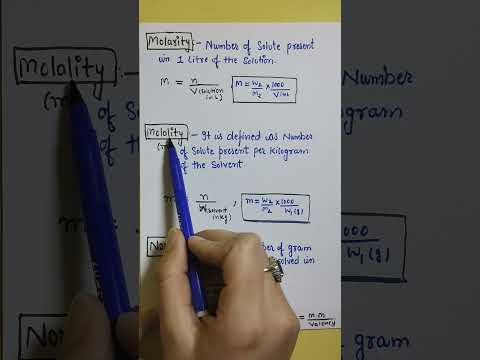 Molarity, Molality, Normality Concentration Terms || Chapter-1 Solutions Class12 Chemistry #shorts