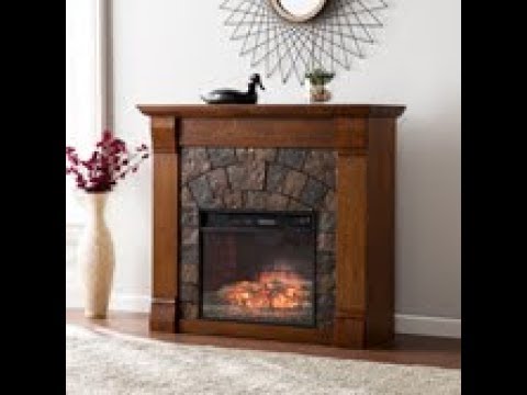 FI9282: Elkmont Faux Stone Infrared Fireplace - Salem Antique