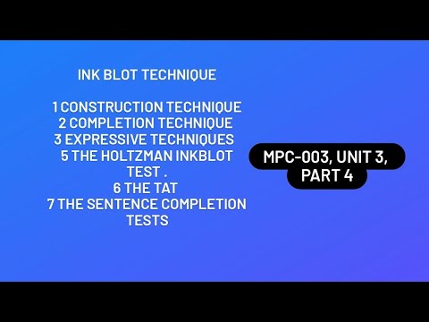 The Holtzman Inkblot Test./Limitations of the Projective Tests/ TAT/ SCT/ MPC-003 , unit 3, part 4.