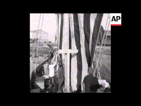 SYND 12-5-69 A REPLICA VIKING LONGSHIP MAKES READY FOR AN ATLANTIC CROSSING