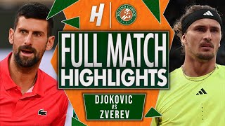 Novak Djokovic vs Alexander Zverev - FULL Quarterfinal Highlights | Roland Garros 2025