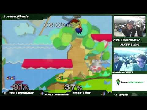 Mass Madness 24 SSBM - HoG | Warmmer (Default Falco) vs. MKSF | lint (Green Falco) - Melee LF