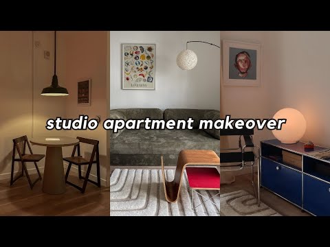 decorating our client's 570 sq ft studio apartment: modern, minimal, secondhand finds