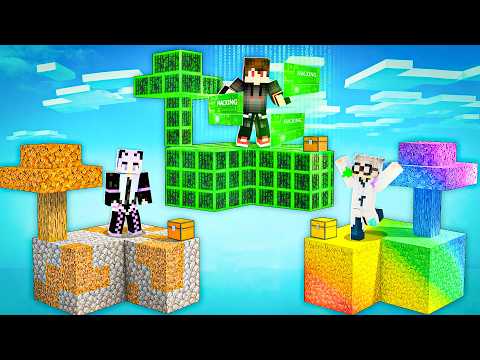 Island of POOR vs Island of HACKER vs Island of Avaritia in Minecraft!
