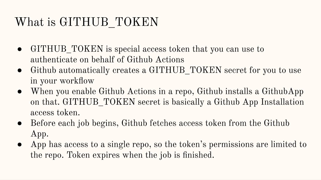 Github Actions Certification - What is GITHUB_TOKEN