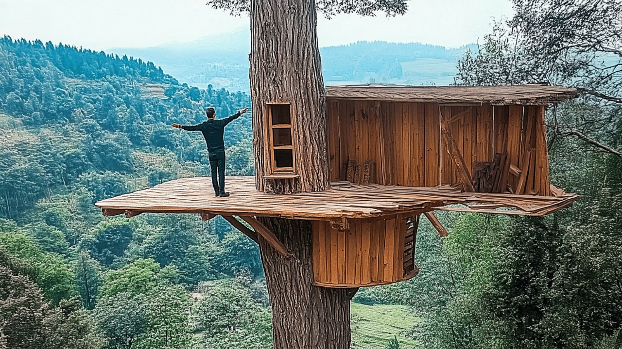 A Man Builds a Secret Tree House | From Start to Finish by @Wild_Hammer