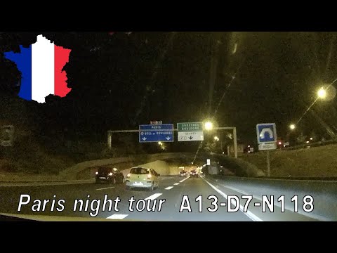 France (F): A13-D7-N118 at Paris (night)