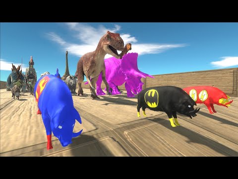 Race to eat SUPERHERO PIGS - Animal Revolt Battle Simulator
