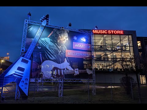 Inside Music Store in Cologne, Germany. One of Europe's biggest musical instruments shops.