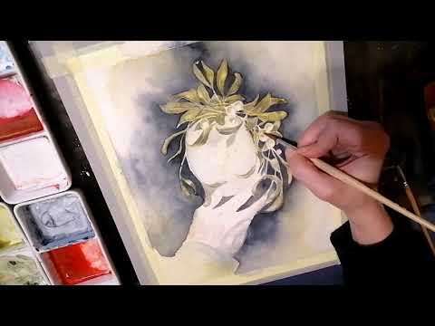 Timelapse Watercolor Painting Mistletoe Kiss