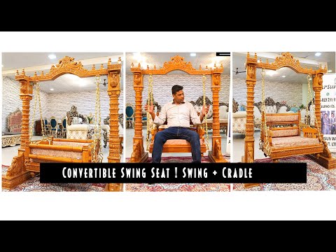YT807 Convertible Swing Seat ! Swing + Cradle for Reversible ! Wooden Krishna Jhoola, Video