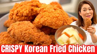 Korean Fried Chicken: CRISPY Fried Chicken Recipe + Pickled Radish (치킨무) 후라이드치킨 레시피