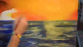 Tramonto sul mare dipinto acrilico - Sunset over sea speed paint