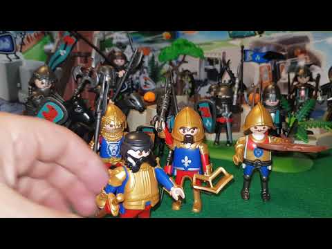 Unboxing Playmobil Knights. Abanderado de los Caballeros del León con Casco Floreado y Escudo.