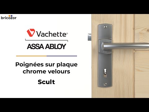 Poignées de porte sur plaques - aluminium - entraxe 165 mm - chromé velour - Scult VACHETTE