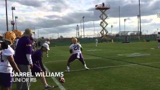 LSU's Leonard Fournette, Malachi Dupre, RBs, WRs run gauntlet drill
