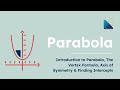 Parabola 1 Introduction To Parabola The Vertex Formula Axis Of Symmetry Finding Intercepts