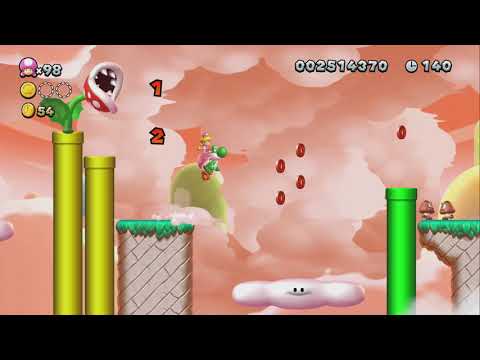 Above the Bouncy Clouds ~ Meringue Clouds-4 - Toadette - Luigi U - New Super Mario Bros. U Deluxe