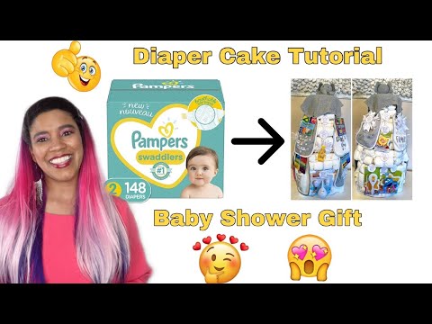 Diaper Cake 2021 Tutorial! Baby Shower Gift Ideas!