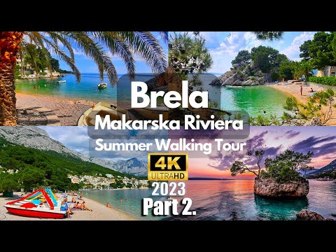 Brela Beach - Makarska Riviera, Croatia 4K - Punta Rata SUMMER Walking Tour 2023 - Part 2
