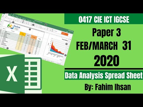 IGCSE ICT 0417/P31/2020 FEB - MARCH SPREAD SHEET