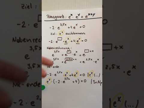 Mathe A038:  Ausklammern mit Potenzgesetz eine Potenz mit Basis e