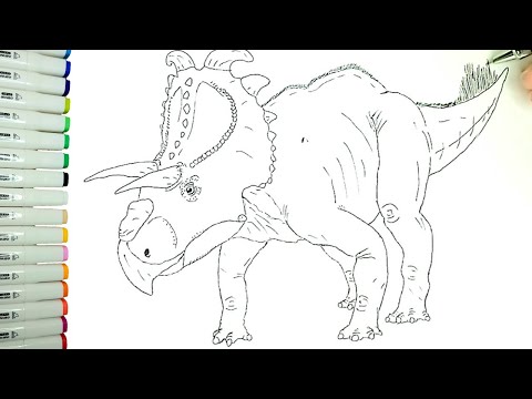 How to draw a dinosaur - Albertoceratops - Drawing for children