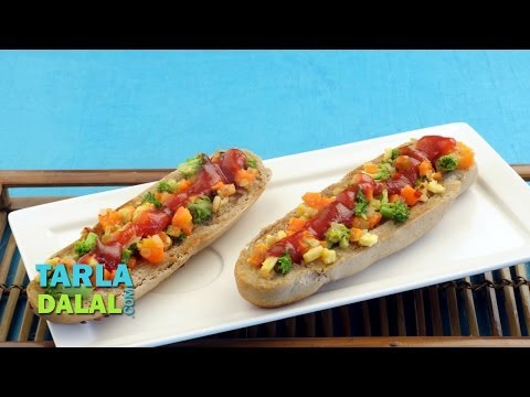 Mixed Vegetable Open Hot Dog Roll (Healthy Breakfast & Snack) by Tarla Dalal