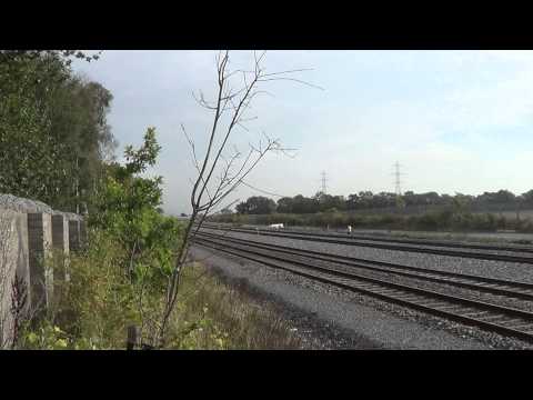Irish Rail 201 loco 217 + mk4 set 4008 passes Stacumny Bridge going to Dublin Heuston