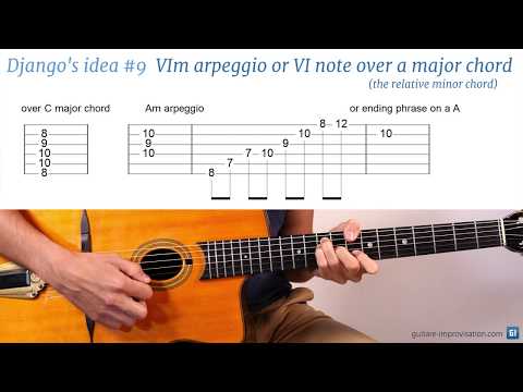Django Reinhardt lick #9 : VIm arpeggio or VI note over a major chord (the relative minor chord)