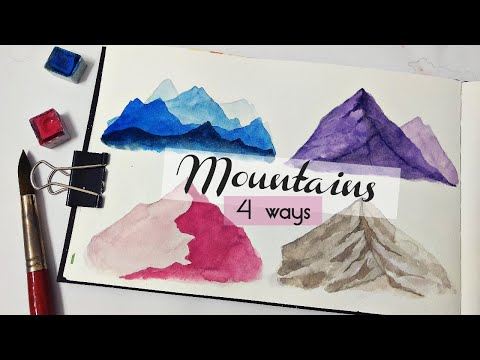 4 TECHNIQUES to paint mountains » EASY watercolor mountains for beginners step by step tutorial