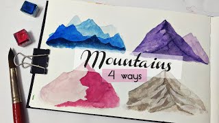 4 TECHNIQUES to paint mountains » EASY watercolor mountains for beginners step by step tutorial