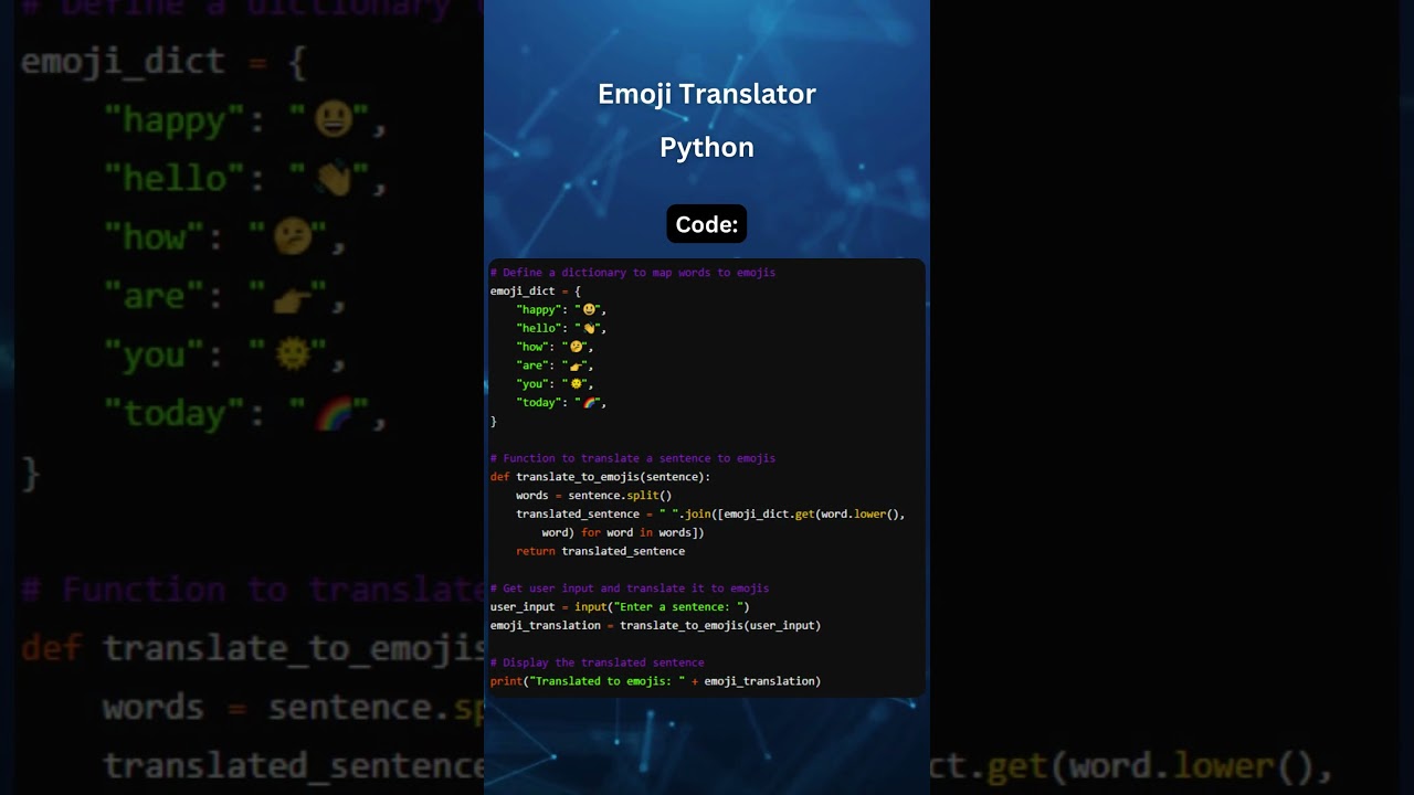 Emoji Translator in Python #coding #gaming #code #coder #python #tutorial #developer #programming