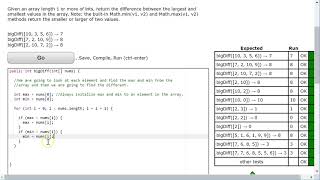 Coding Bat Solutions - Arrays 2 - bigDiff (Approach 2)