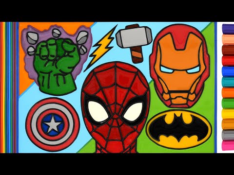 Spider-man Jelly Coloring & Painting for Children | Marvel Avengers Symbols, IRON MAN, Batman