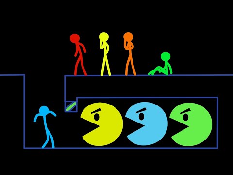 Red and Blue , Stickman Escape Animation - Part 43 ( PACMAN )