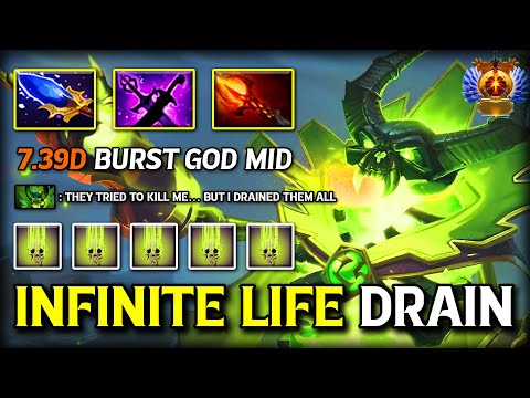 7.39d Broken Mid Pugna Infinite Life Drain + Dagon Combo Nobody Survives This Build | 7.39d DOTA 2
