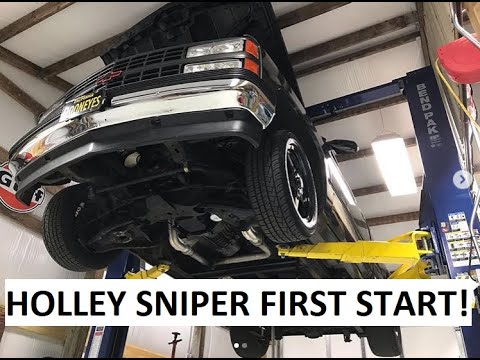 MUSCLE TRUCK HOLLEY SNIPER INSTALL PT 2 ! STARTUP !