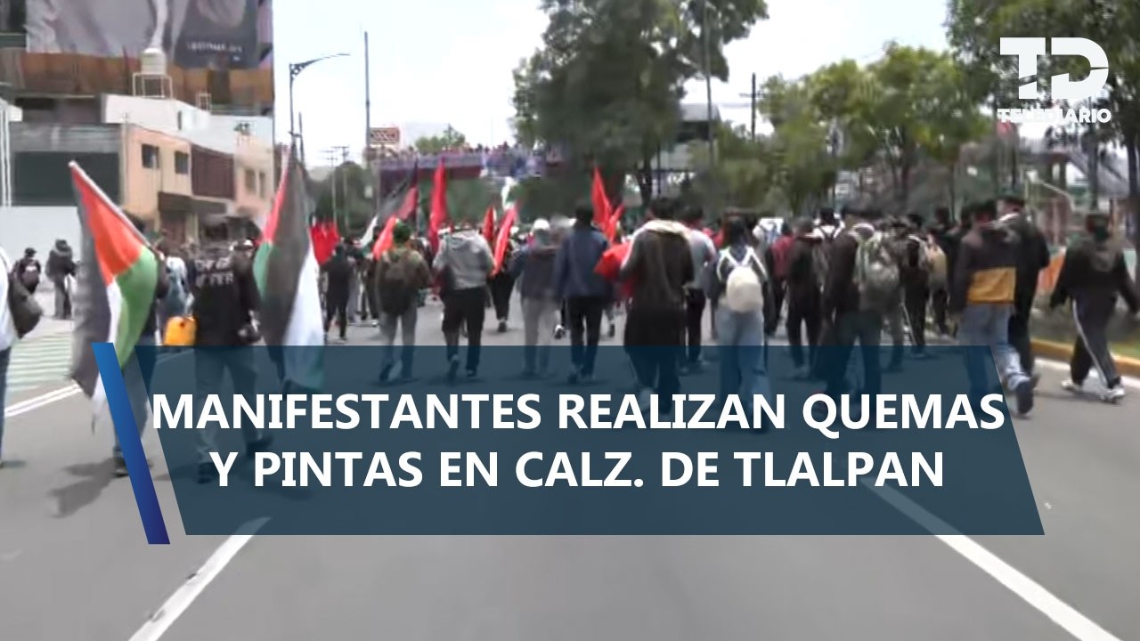 Manifestantes avanzan por ambos sentidos de Calzada de Tlalpan