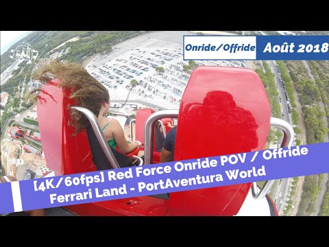 [4K/60fps] Red Force Onride POV / Offride - Ferrari Land - PortAventura World