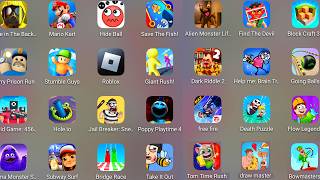 Roblox,Barry's Prison Run,Free Fire,Subway Surf,Hide In The Backroom,Bowmasters,Mario Kart