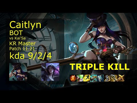 Caitlyn ADC vs Kai'Sa - KR Master 9/2/4 Patch 11.21 Gameplay // [롤] 케이틀린 vs 카이사